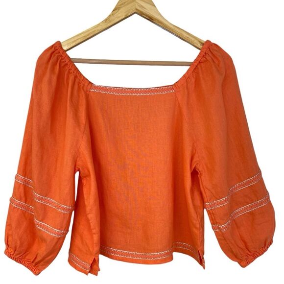 Joie 100% Linen Orange Crop Top. Size Small - Picture 1 of 10